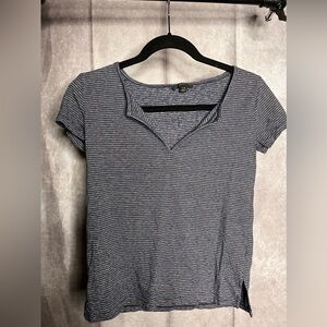 J. Crew Navy Blue Striped Short Sleeve Top